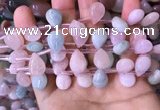 CMG356 Top drilled 10*14mm flat teardrop natural morganite beads