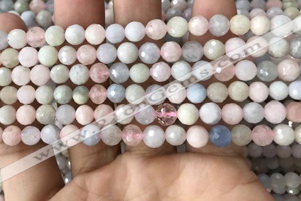 CMG378 15.5 inches 6mm faceted round morganite gemstone beads