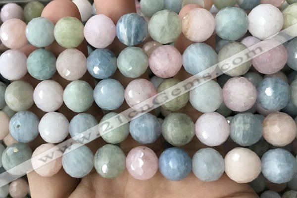 CMG382 15.5 inches 12mm faceted round morganite gemstone beads