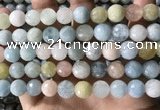 CMG388 15.5 inches 10mm faceted round morganite beads wholesale