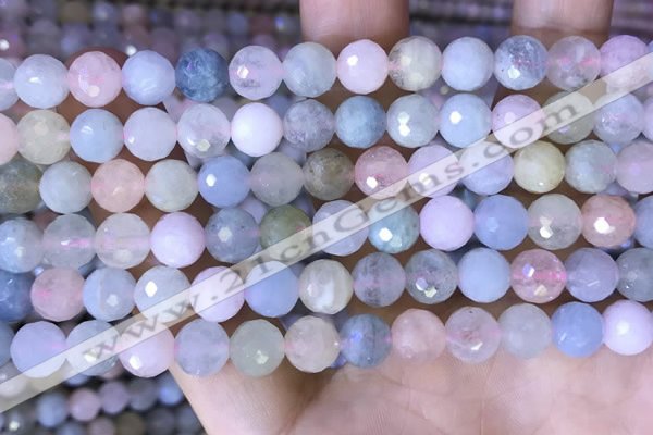 CMG416 15.5 inches 8mm faceted round morganite gemstone beads