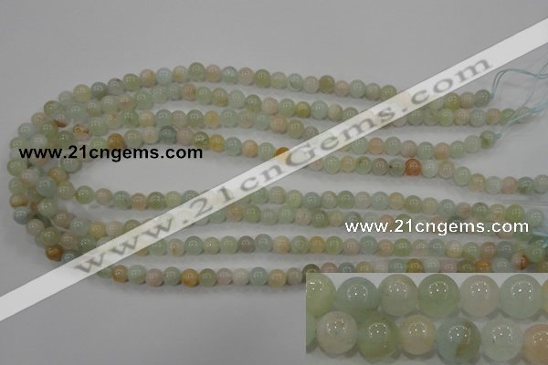 CMG51 15.5 inches 6mm round natural morganite beads wholesale