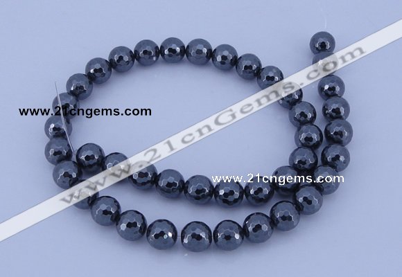 CMH02 16 inches 4mm faceted round magnetic hematite beads