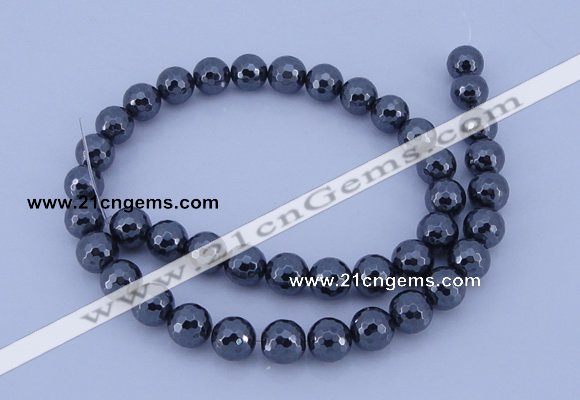 CMH03 16 inches 6mm faceted round magnetic hematite beads