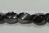 CMH151 15.5 inches 5*8mm twisted rice magnetic hematite beads