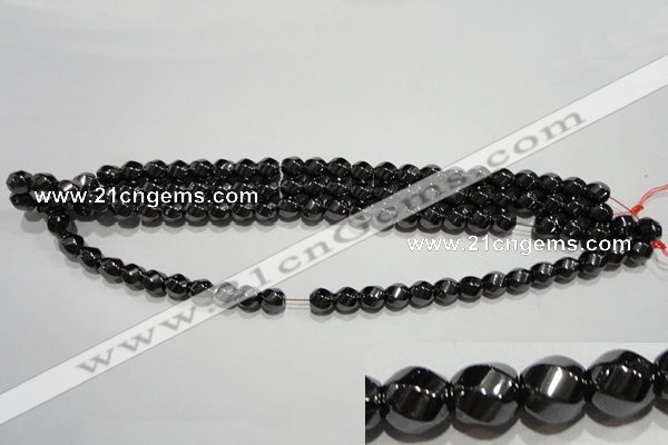 CMH157 15.5 inches 8*8mm twisted rice magnetic hematite beads