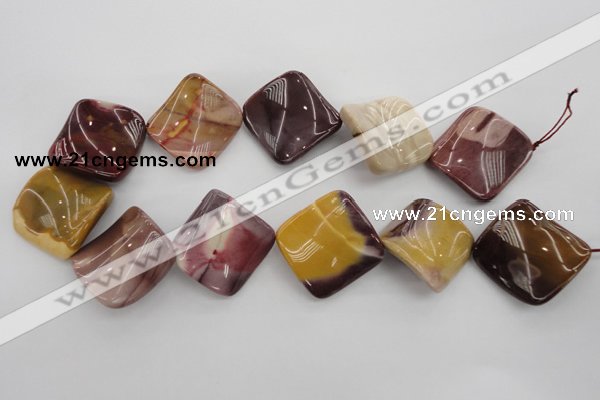 CMK108 15.5 inches 30*30mm twisted diamond mookaite beads wholesale