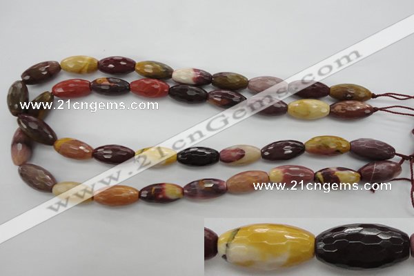 CMK131 15.5 inches 10*20mm faceted rice mookaite beads wholesale