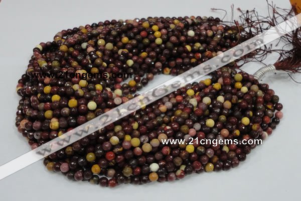 CMK15 15.5 inches 4mm faceted round mookaite beads wholesale