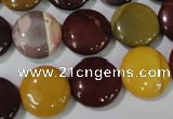 CMK242 15.5 inches 15mm flat round mookaite gemstone beads