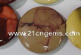 CMK246 15.5 inches 30mm flat round mookaite gemstone beads