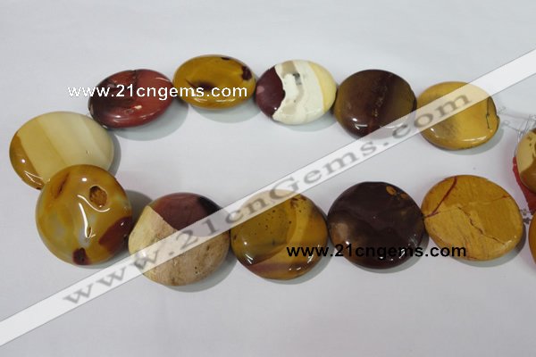 CMK247 15.5 inches 35mm flat round mookaite gemstone beads