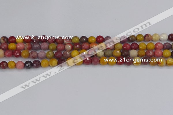 CMK317 15.5 inches 6mm faceted round mookaite gemstone beads