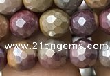 CMK338 15.5 inches 6mm faceted round AB-color mookaite beads