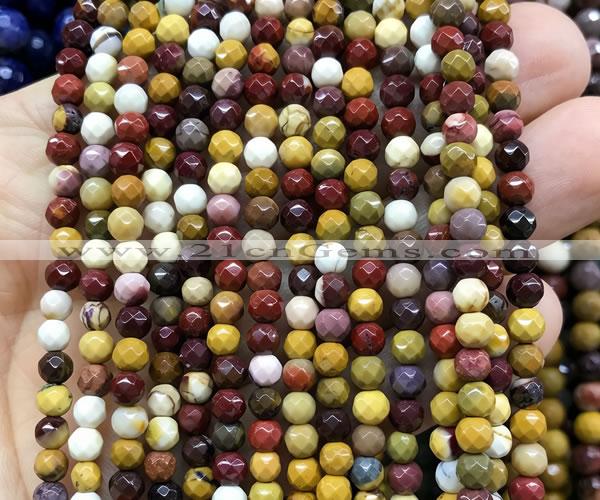 CMK383 15 inches 4mm faceted round mookaite beads wholesale