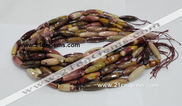 CMK48 15.5 inches 10*30mm faceted rice mookaite beads wholesale