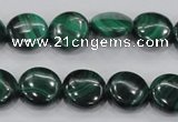 CMN100 15.5 inches 14mm flat round natural malachite beads wholesale