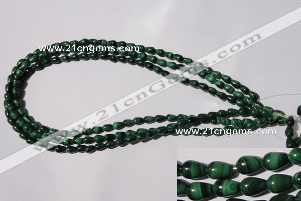 CMN216 15.5 inches 5*7mm teardrop natural malachite beads wholesale