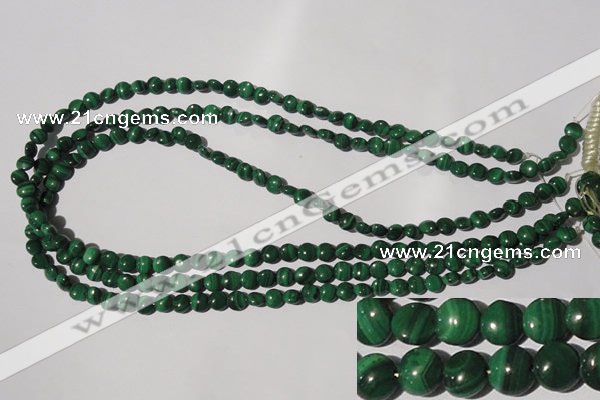 CMN250 15.5 inches 6mm flat round natural malachite beads wholesale