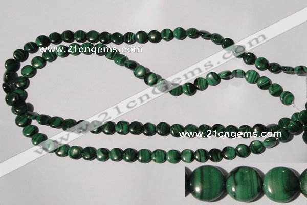 CMN251 15.5 inches 8mm flat round natural malachite beads wholesale