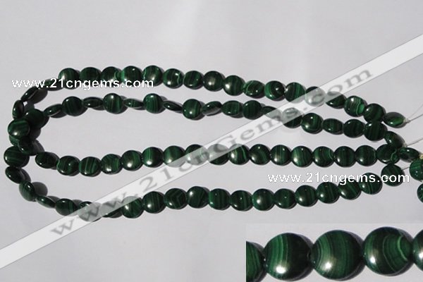 CMN252 15.5 inches 10mm flat round natural malachite beads wholesale