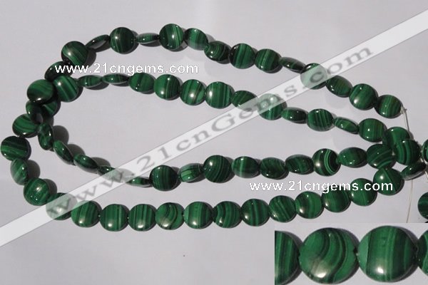 CMN253 15.5 inches 12mm flat round natural malachite beads wholesale