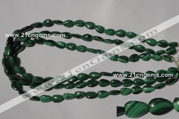 CMN281 15.5 inches 8*12mm flat teardrop natural malachite beads