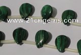 CMN320 Top-drilled 8*12mm flat teardrop natural malachite beads