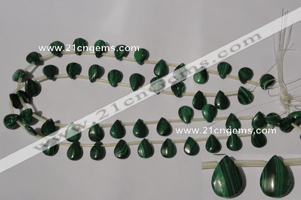 CMN321 Top-drilled 10*14mm flat teardrop natural malachite beads