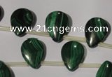 CMN322 Top-drilled 12*16mm flat teardrop natural malachite beads