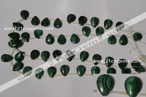 CMN324 Top-drilled 15*20mm flat teardrop natural malachite beads