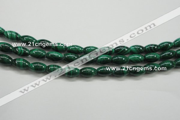 CMN419 15.5 inches 6*9mm rice natural malachite beads wholesale