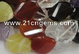 CMQ08 15*20mm twisted faceted teardrop multicolor quartz beads