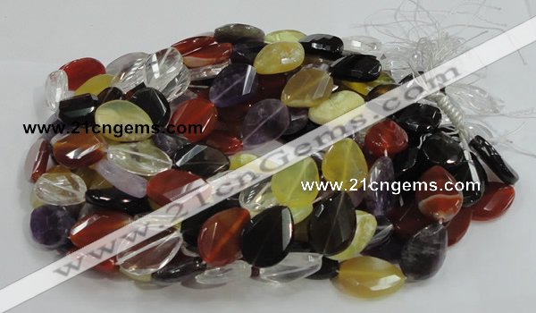 CMQ09 18*25mm twisted faceted teardrop multicolor quartz beads