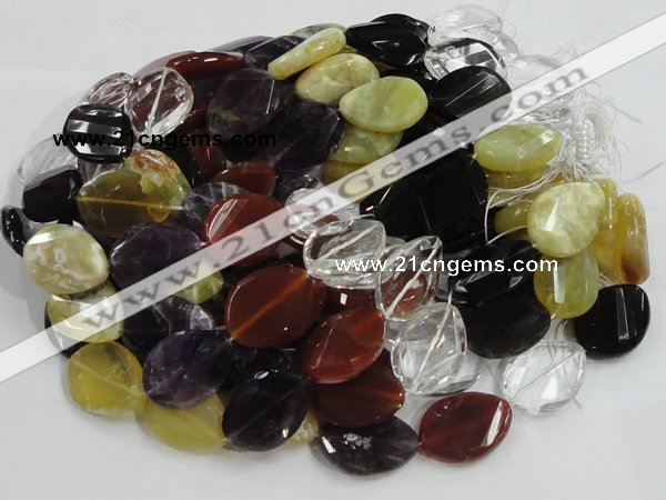 CMQ10 20*30mm twisted faceted teardrop multicolor quartz beads