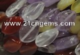 CMQ11 10*14mm twisted flat teardrop multicolor quartz beads