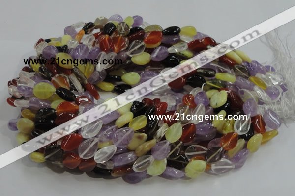 CMQ11 10*14mm twisted flat teardrop multicolor quartz beads
