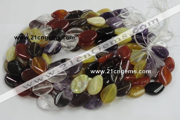 CMQ14 18*25mm twisted flat teardrop multicolor quartz beads