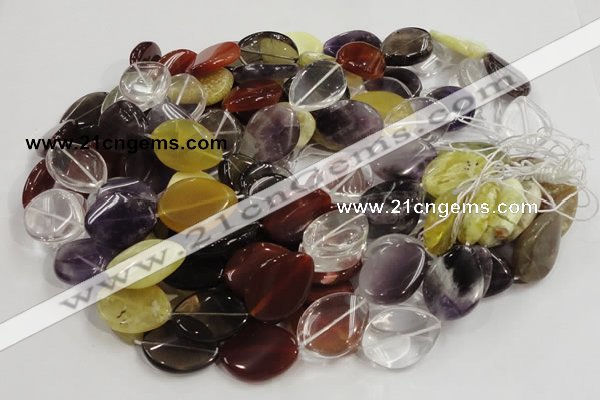 CMQ15 20*30mm twisted flat teardrop multicolor quartz beads