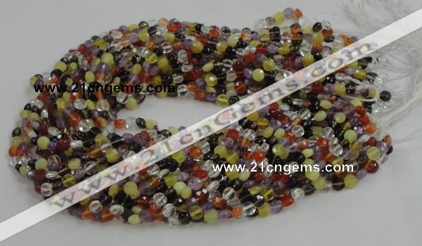 CMQ16 15.5 inches 6mm faceted coin multicolor quartz beads