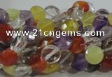 CMQ17 15.5 inches 8mm faceted coin multicolor quartz beads