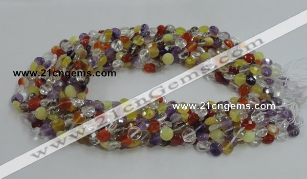 CMQ17 15.5 inches 8mm faceted coin multicolor quartz beads