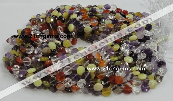 CMQ18 15.5 inches 10mm faceted coin multicolor quartz beads