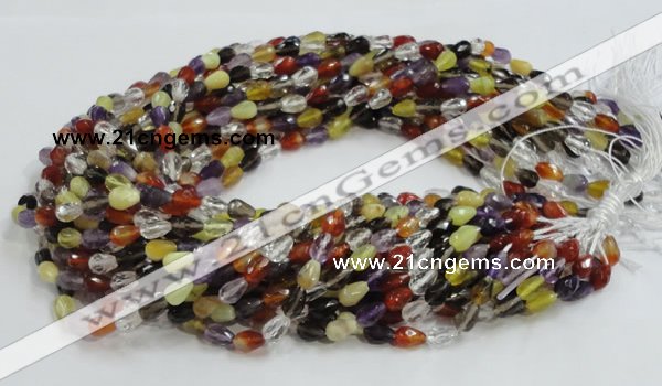 CMQ19 15.5 inches 6*9mm faceted teardrop multicolor quartz beads