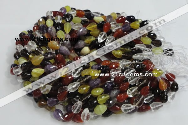 CMQ21 15.5 inches 10*14mm faceted teardrop multicolor quartz beads