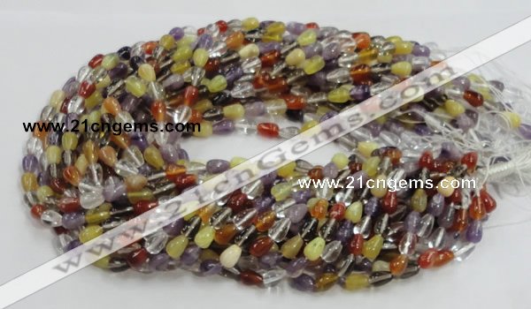 CMQ22 15.5 inches 6*10mm teardrop multicolor quartz beads