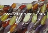 CMQ24 15.5 inches 5*10mm faceted rice multicolor quartz beads