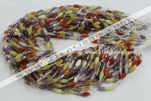 CMQ24 15.5 inches 5*10mm faceted rice multicolor quartz beads