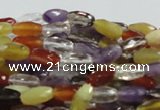 CMQ25 15.5 inches 6*12mm faceted rice multicolor quartz beads