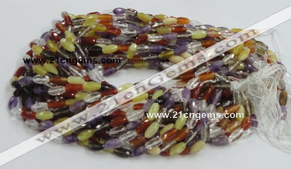 CMQ25 15.5 inches 6*12mm faceted rice multicolor quartz beads